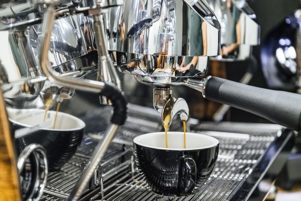 Close-up of espresso brewing